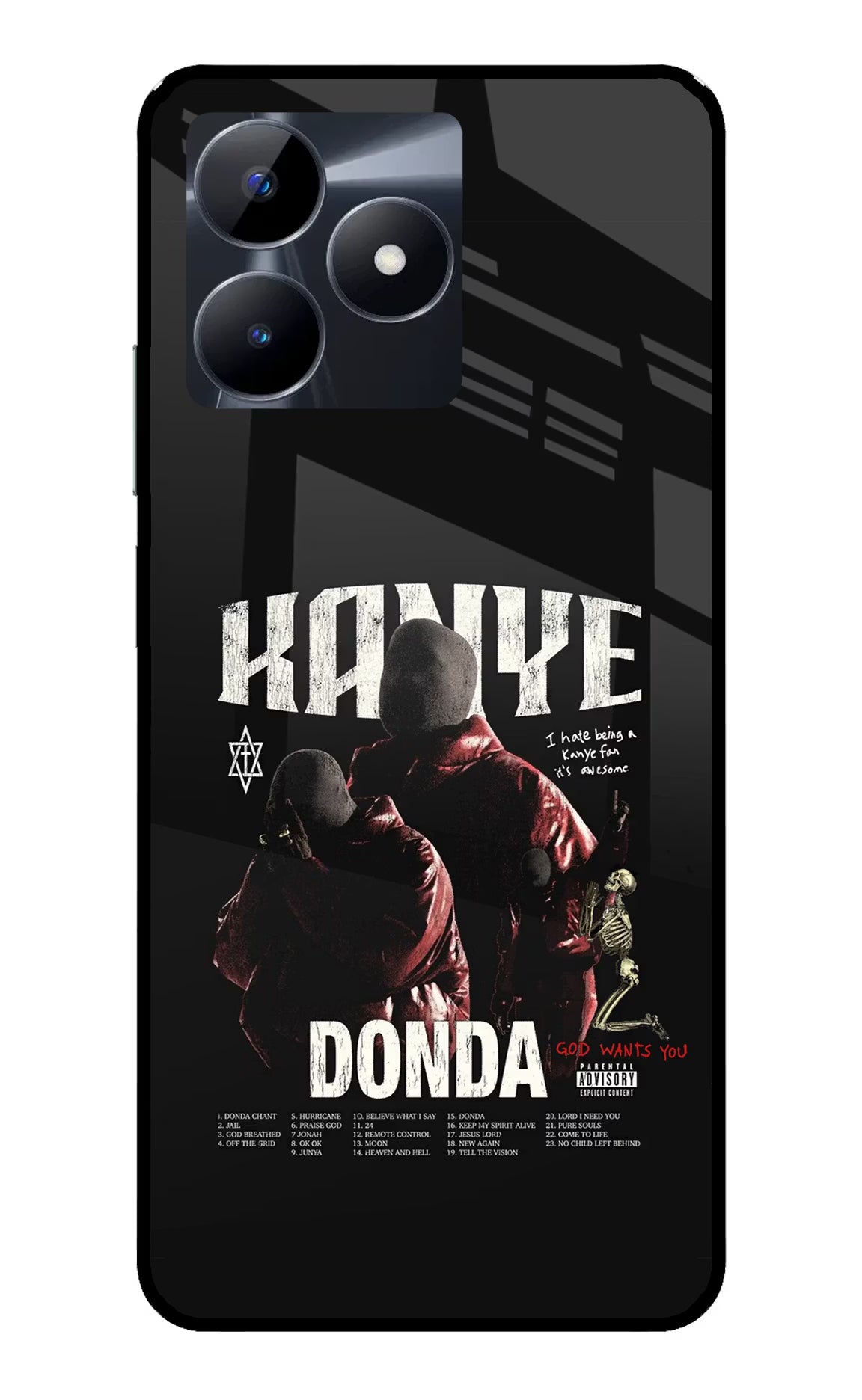 Donda Kanye West Realme C53 Glass Case Back Cover by Casekaro
