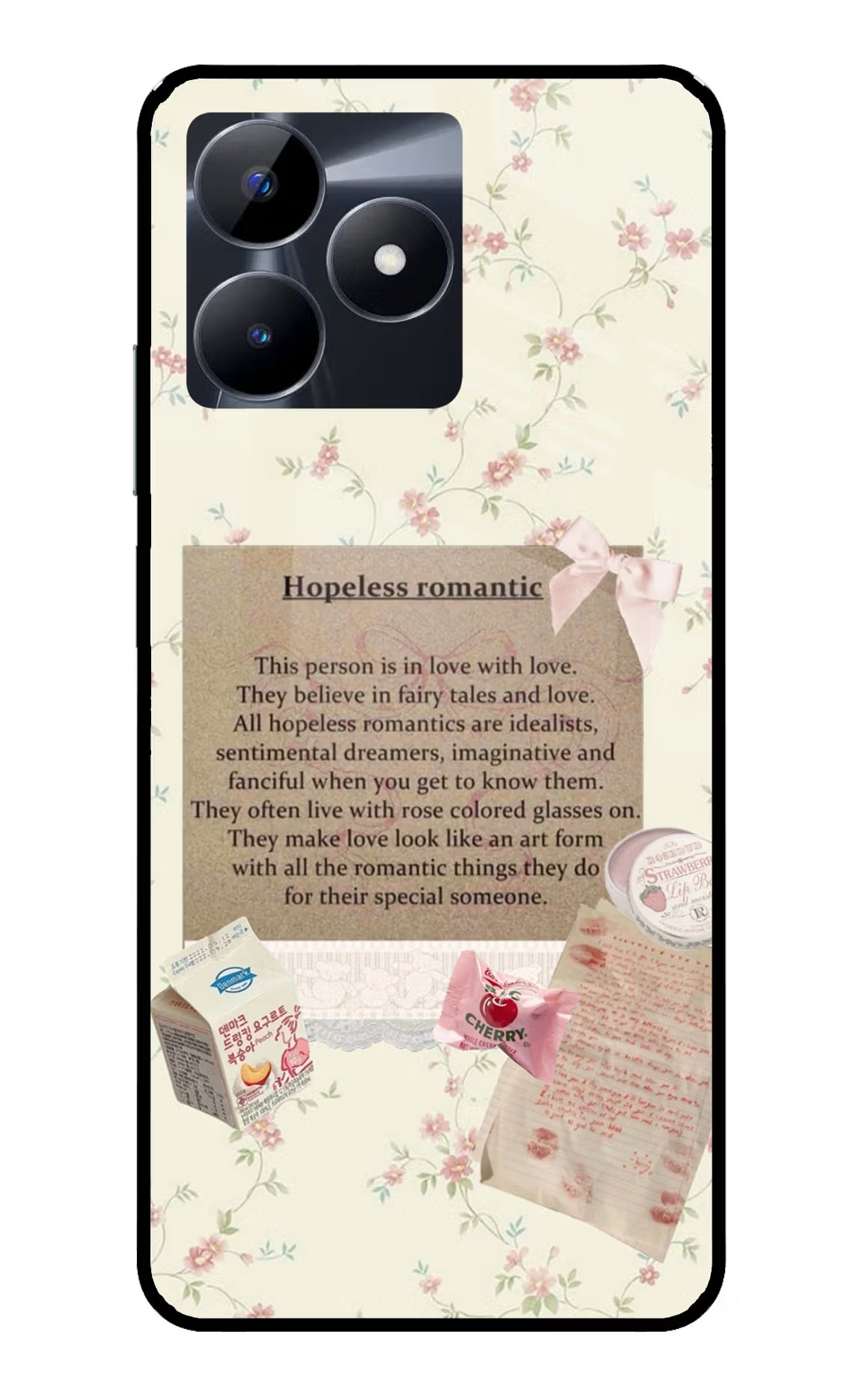 Hopeless Romantic Realme C53 Glass Case Back Cover by Casekaro