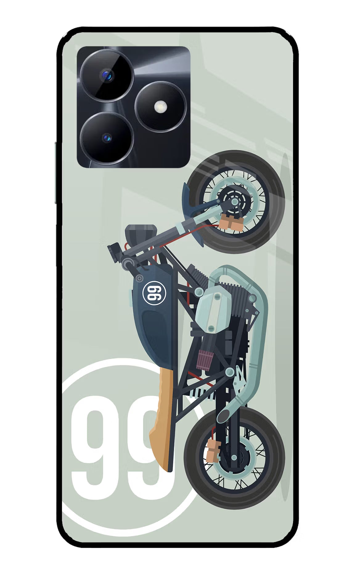 Classic Cafe Racer 99 Realme C53 Glass Case Back Cover by Casekaro