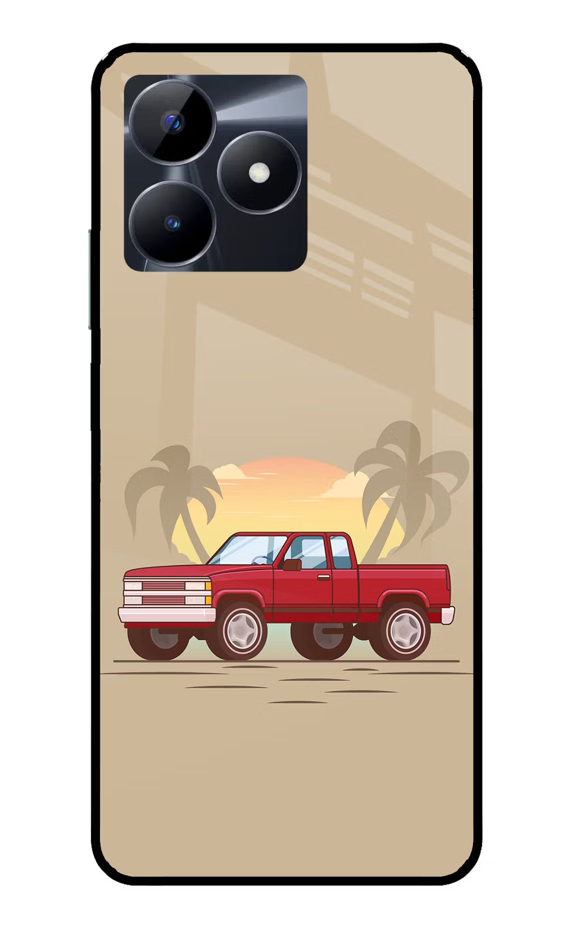 Desert Classic Drive Realme C53 Glass Case Back Cover by Casekaro
