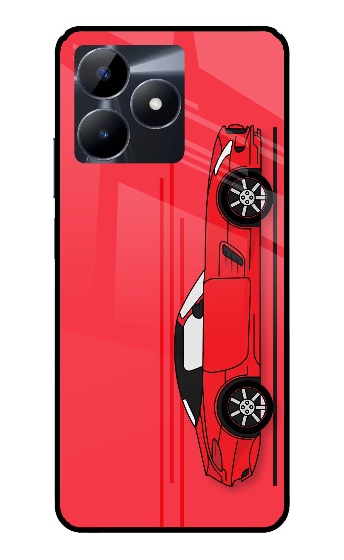 Red Velocity Realme C53 Glass Case Back Cover by Casekaro