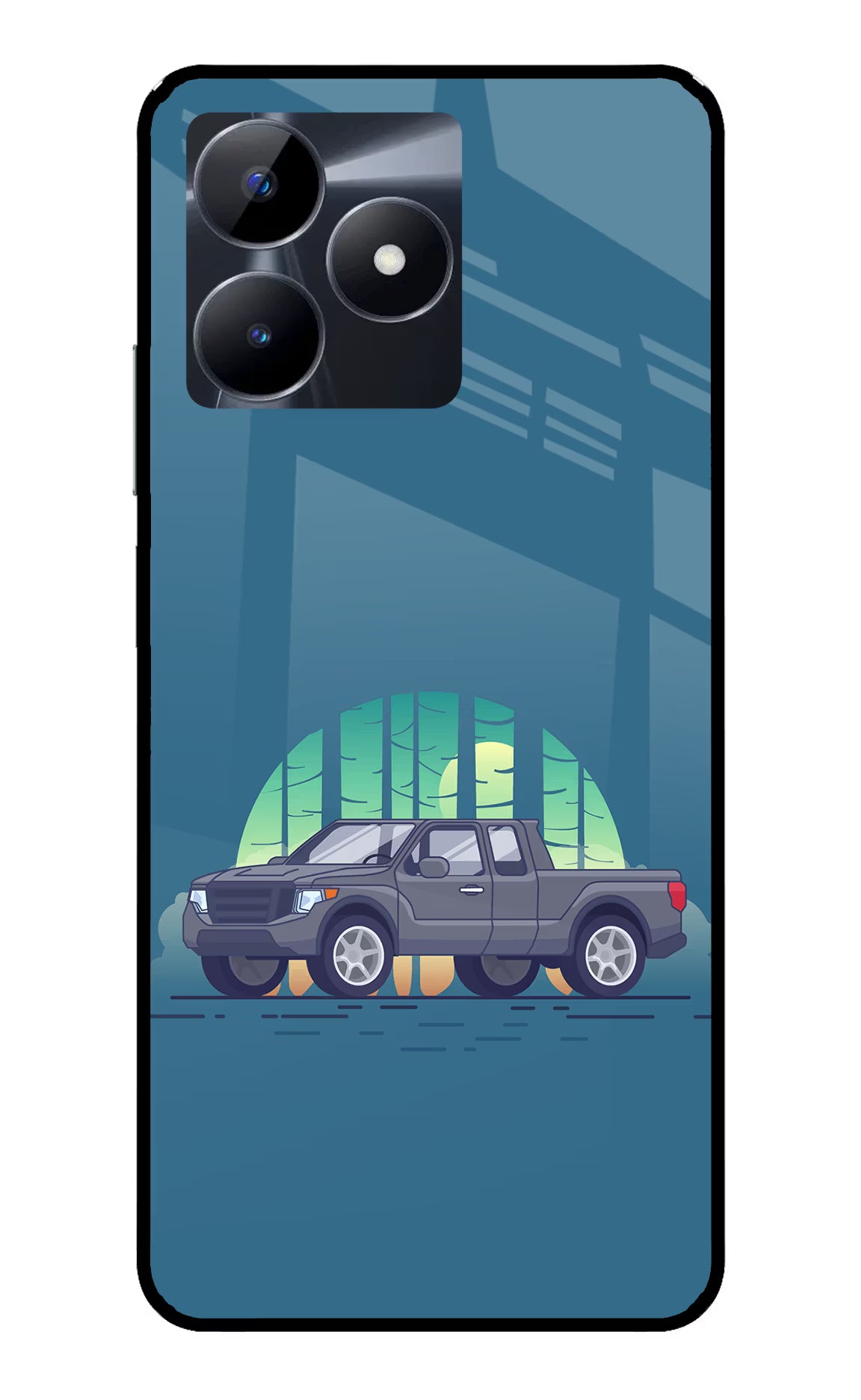 Retro Garage Vibe Realme C53 Glass Case Back Cover by Casekaro