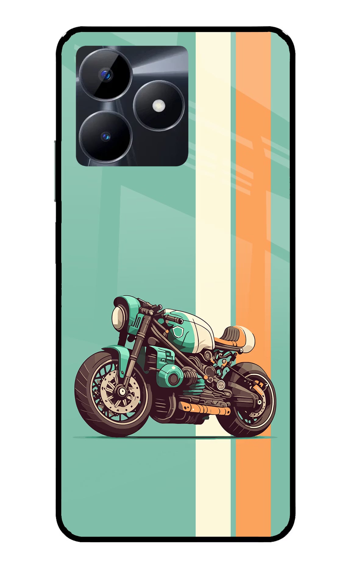 Striped Moto Drift Realme C53 Glass Case Back Cover by Casekaro