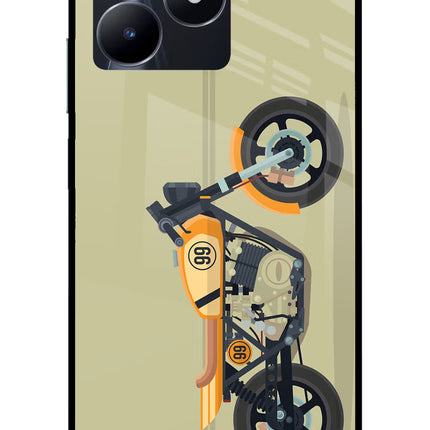 Vertical Speedster Realme C53 Glass Case Back Cover by Casekaro
