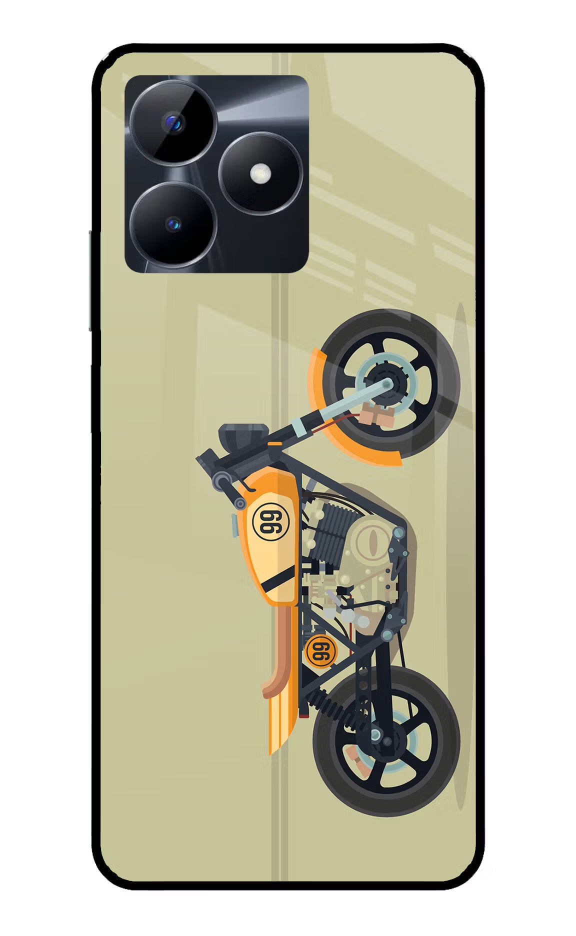 Vertical Speedster Realme C53 Glass Case Back Cover by Casekaro