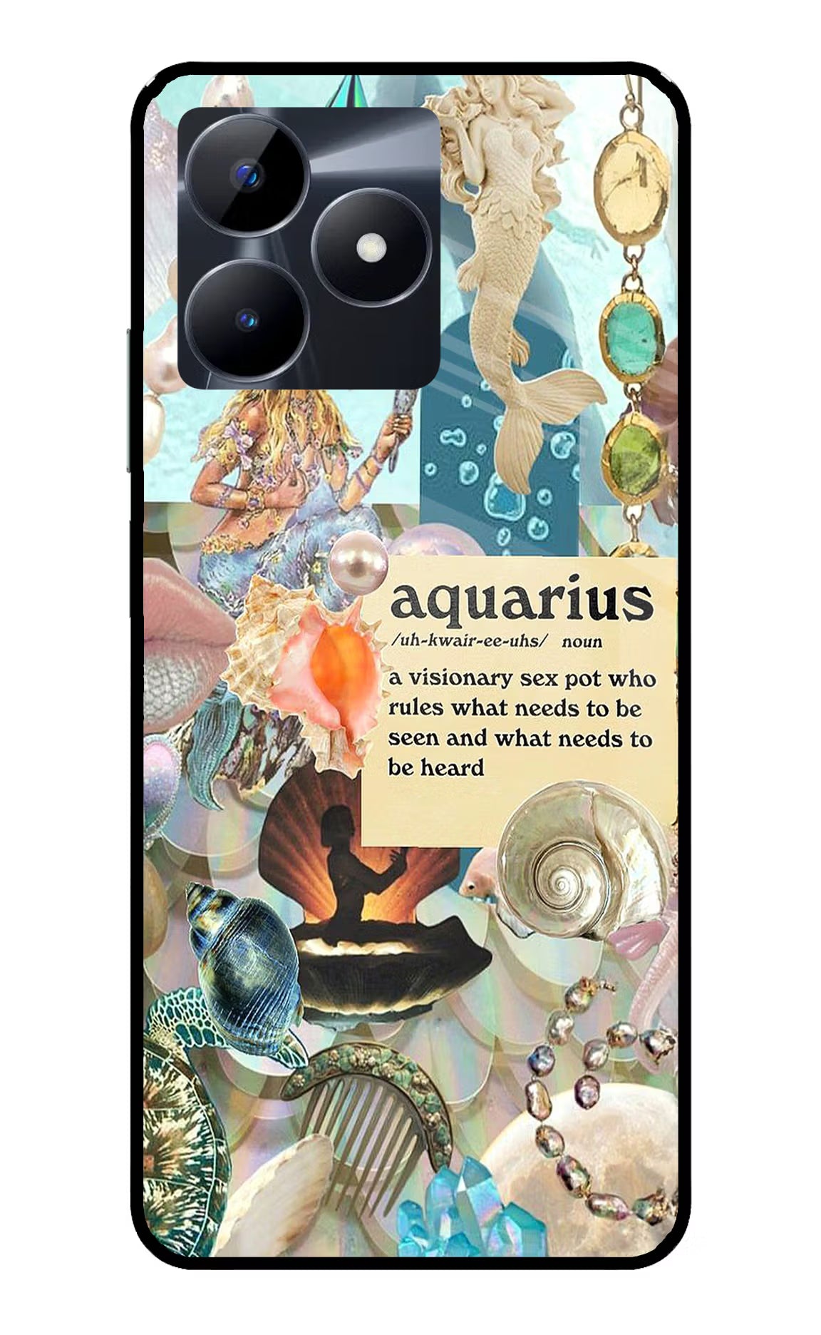 Aquarius Zodiac Realme C53 Glass Case Back Cover by Casekaro