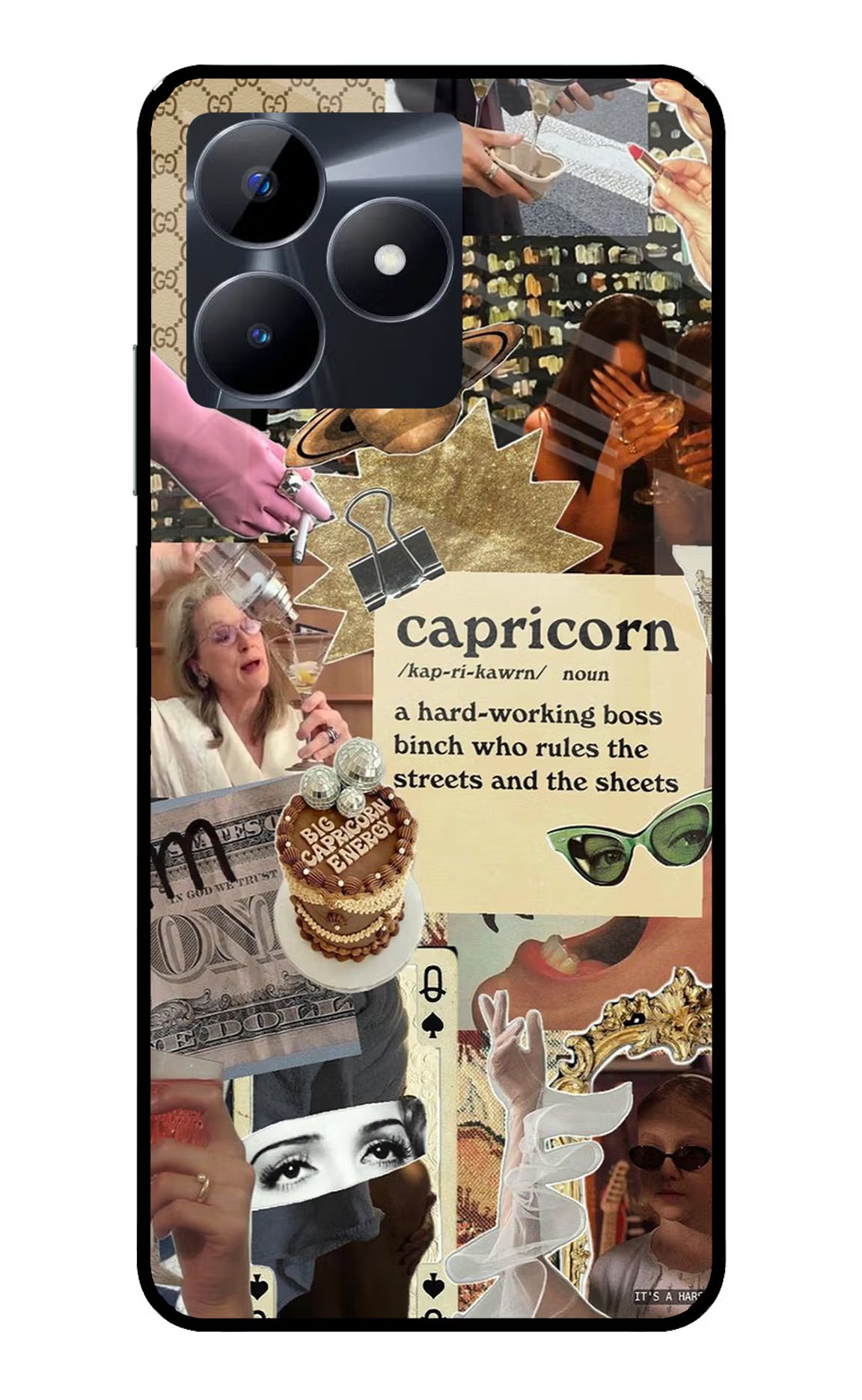 Capricorn Zodiac Realme C53 Glass Case Back Cover by Casekaro