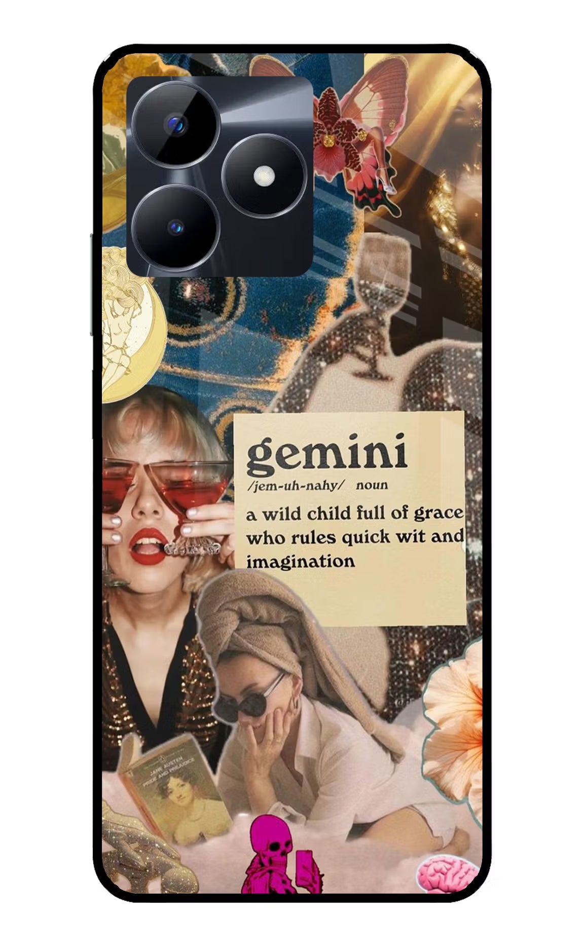 Gemini Zodiac Realme C53 Glass Case Back Cover by Casekaro