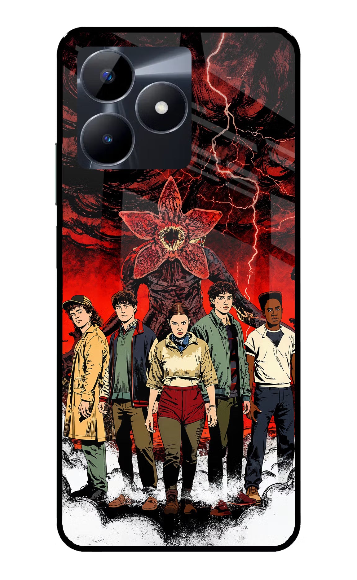 Ordinary Things Characters Realme C53 Glass Case Back Cover by Casekaro