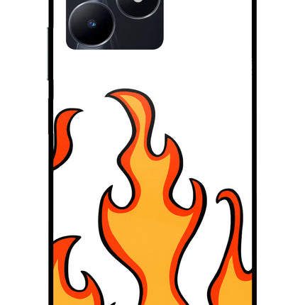 Fired Up – White Realme C53 Glass Case Back Cover by Casekaro