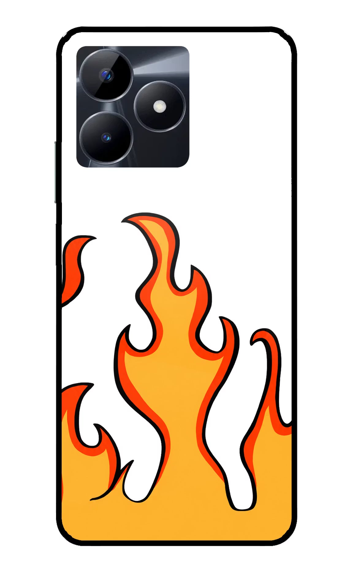 Fired Up – White Realme C53 Glass Case Back Cover by Casekaro
