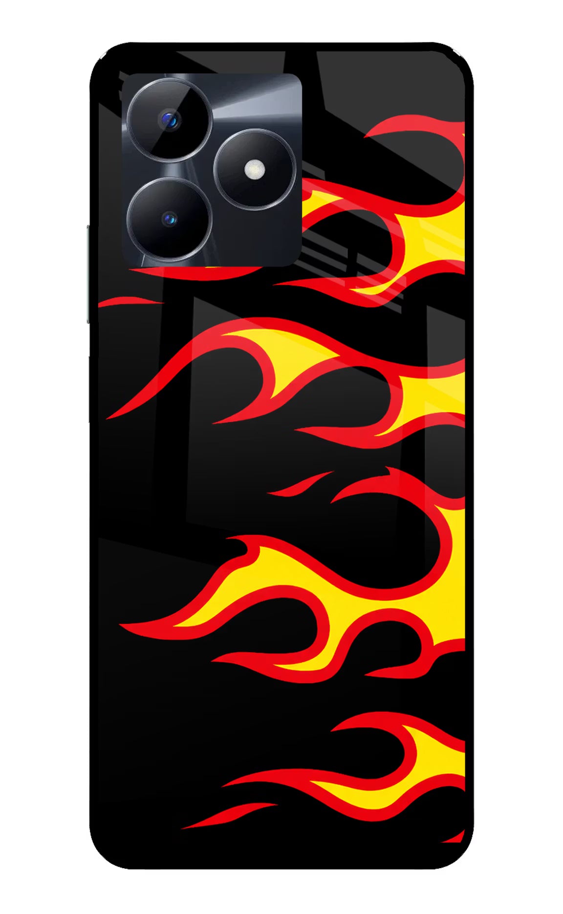 Side Sweep Flames Realme C53 Glass Case