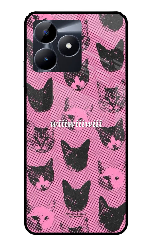 Pink Cats Realme C53 Glass Case