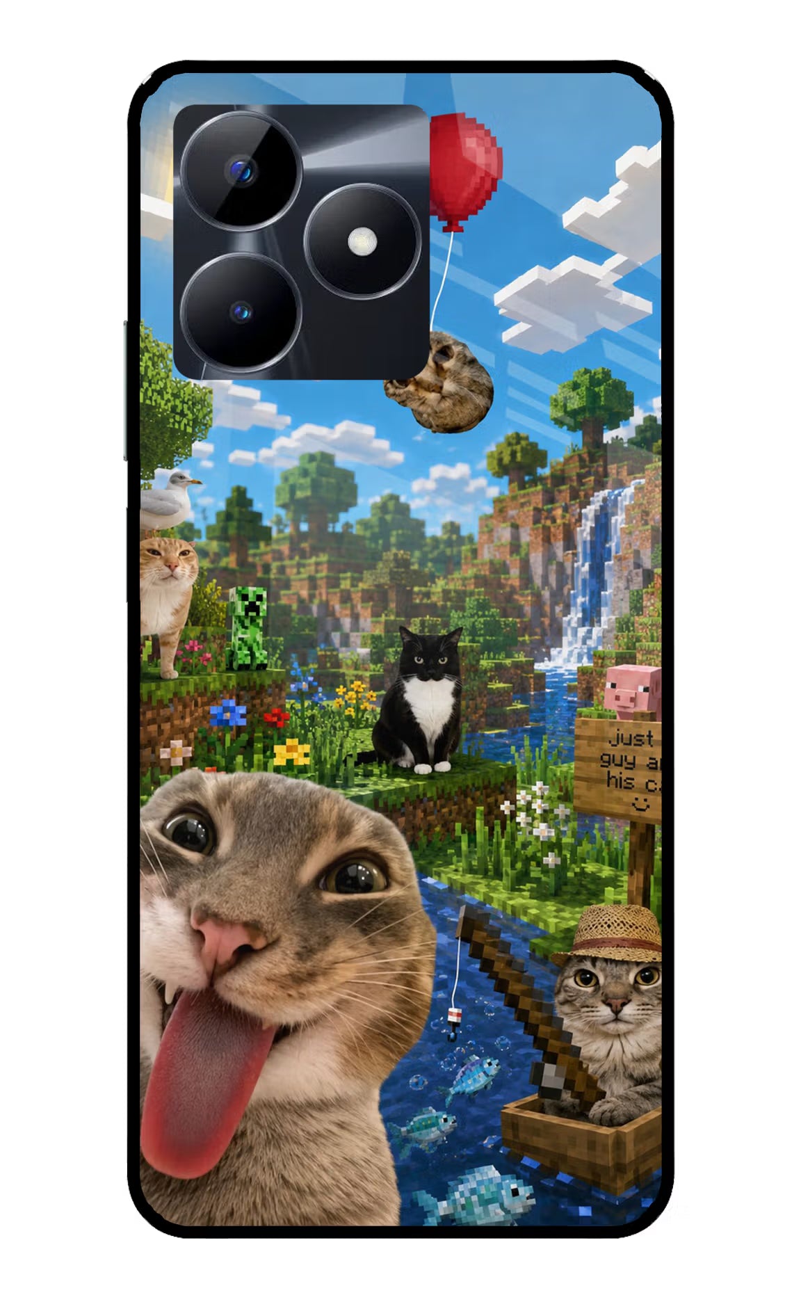 Minecraft Cat Chaos Realme C53 Glass Case
