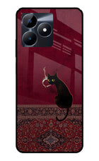 Midnight Cat Realme C53 Glass Case Back Cover by Casekaro