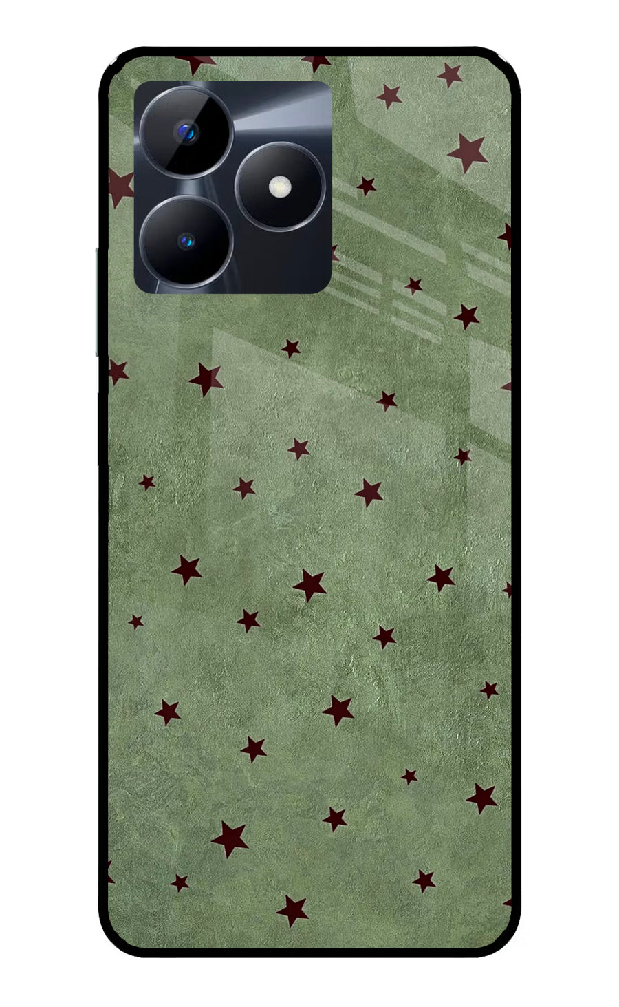 Green Stars Realme C53 Back Cover, Glass case