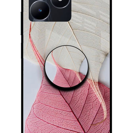 White Pink Leaf Realme C53 Glass Case