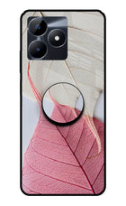 White Pink Leaf Realme C53 Glass Case