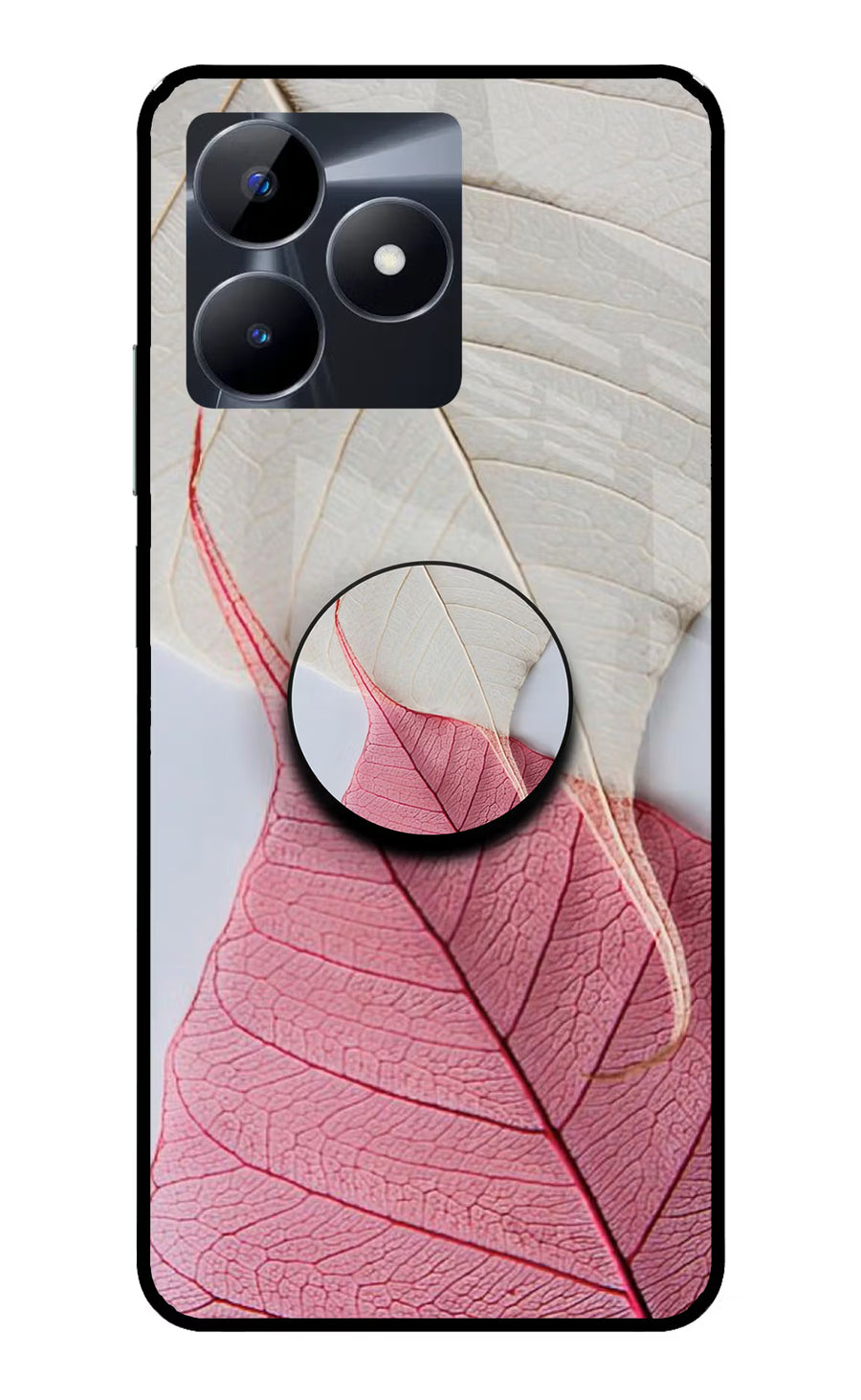 White Pink Leaf Realme C53 Pop Case, Glass case
