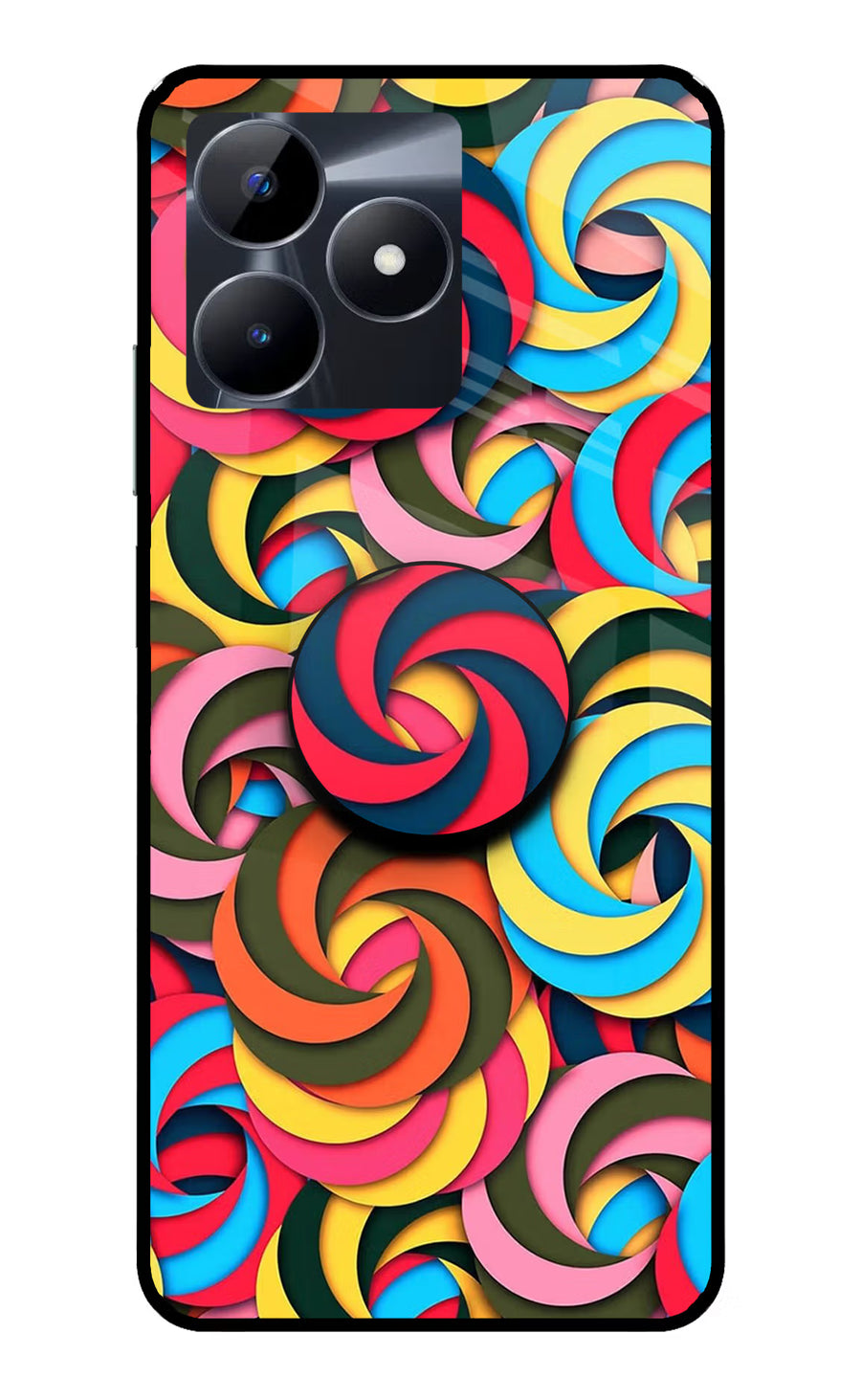Spiral Pattern Realme C53 Pop Case, Glass case