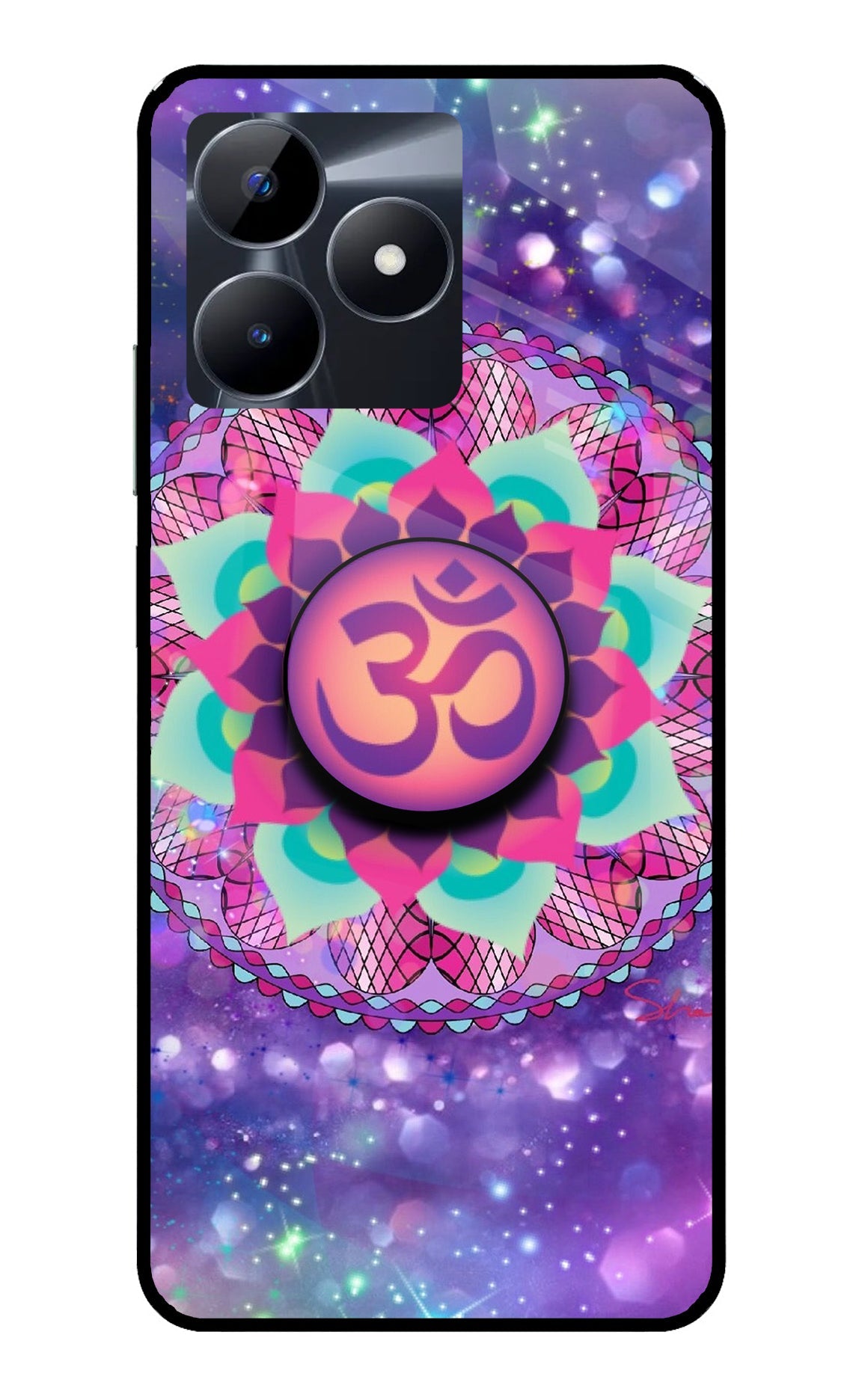 Om Purple Realme C53 Glass Case