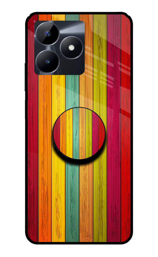 Multicolor Wooden Realme C53 Glass Case