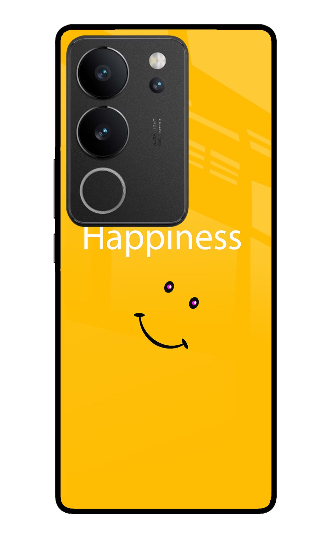 Happiness With Smiley Vivo V29/V29 Pro Glass Case Back Cover by Casekaro
