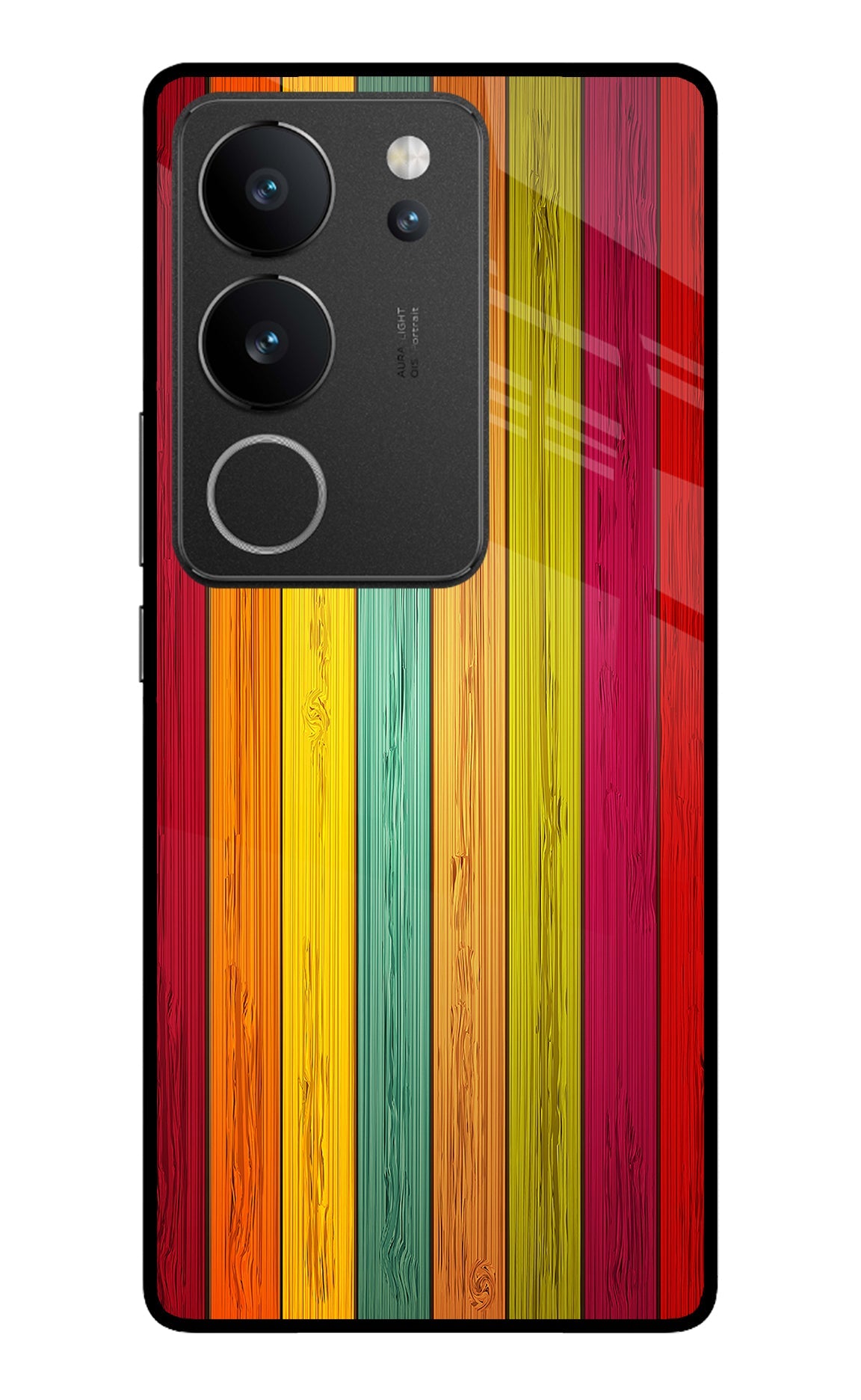 Multicolor Wooden Vivo V29/V29 Pro Glass Case