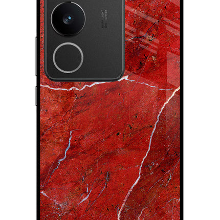 Red Marble Design Vivo V29/V29 Pro Glass Case Back Cover by Casekaro