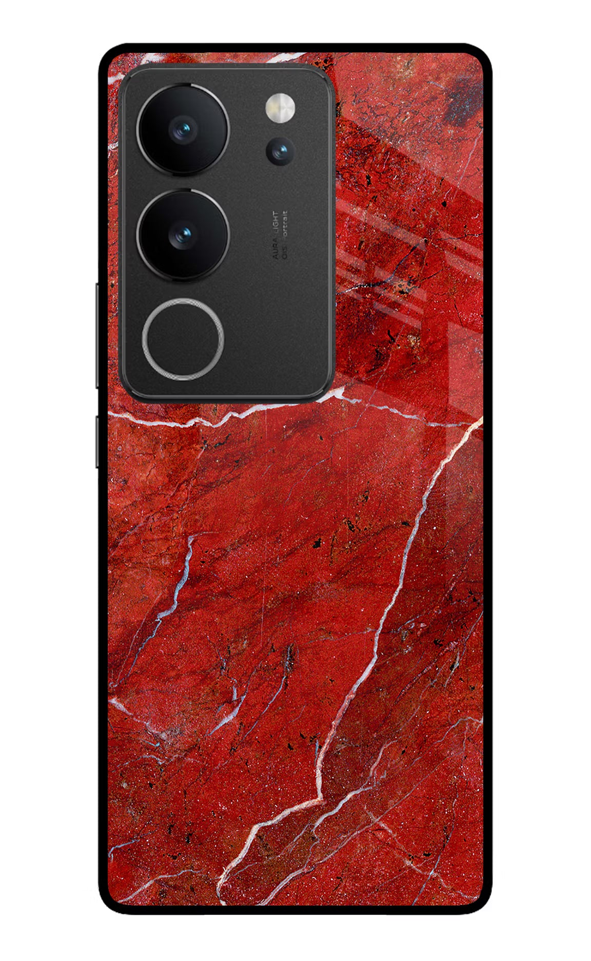 Red Marble Design Vivo V29/V29 Pro Glass Case Back Cover by Casekaro