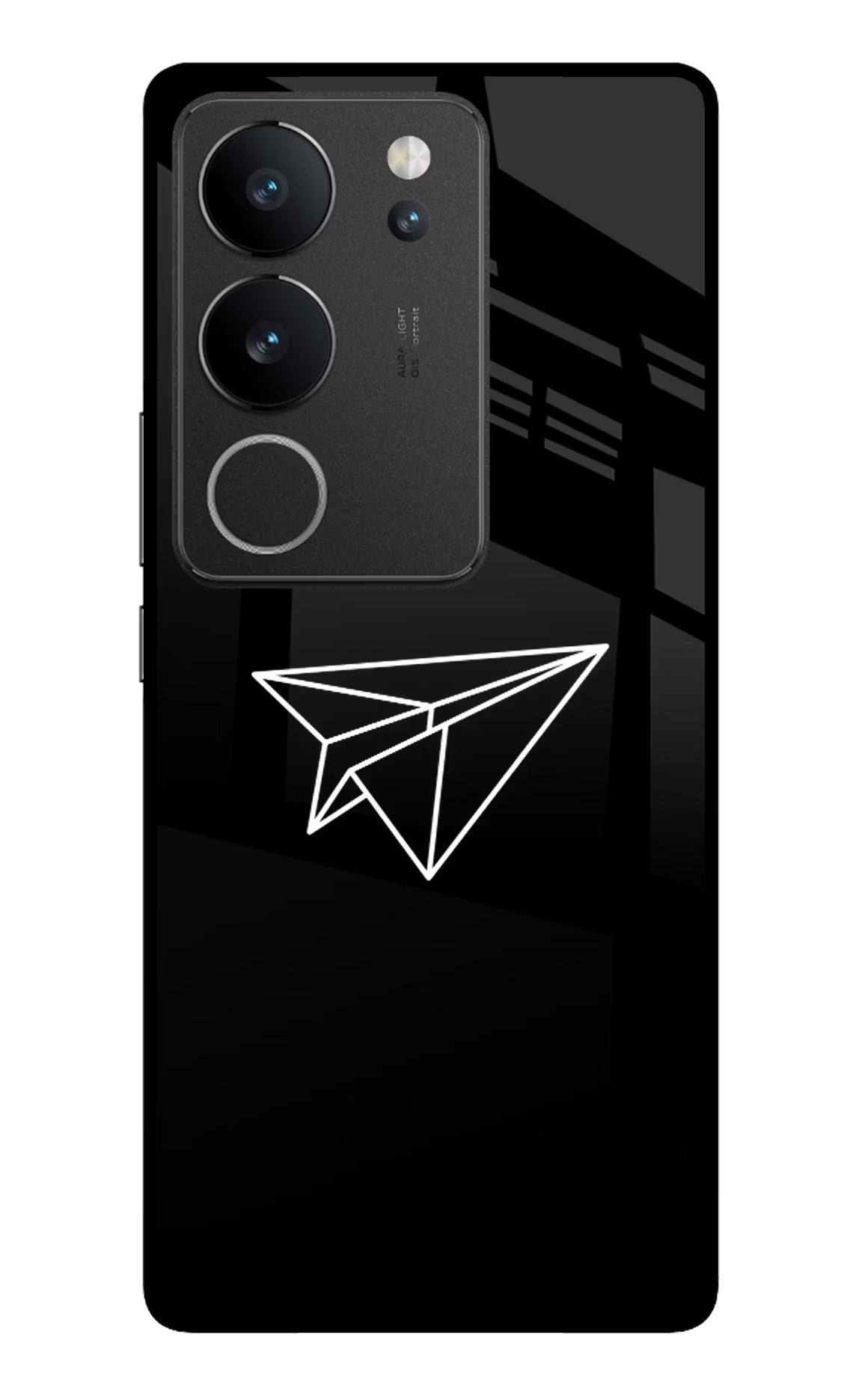 Paper Plane White Vivo V29/V29 Pro Glass Case Back Cover by Casekaro