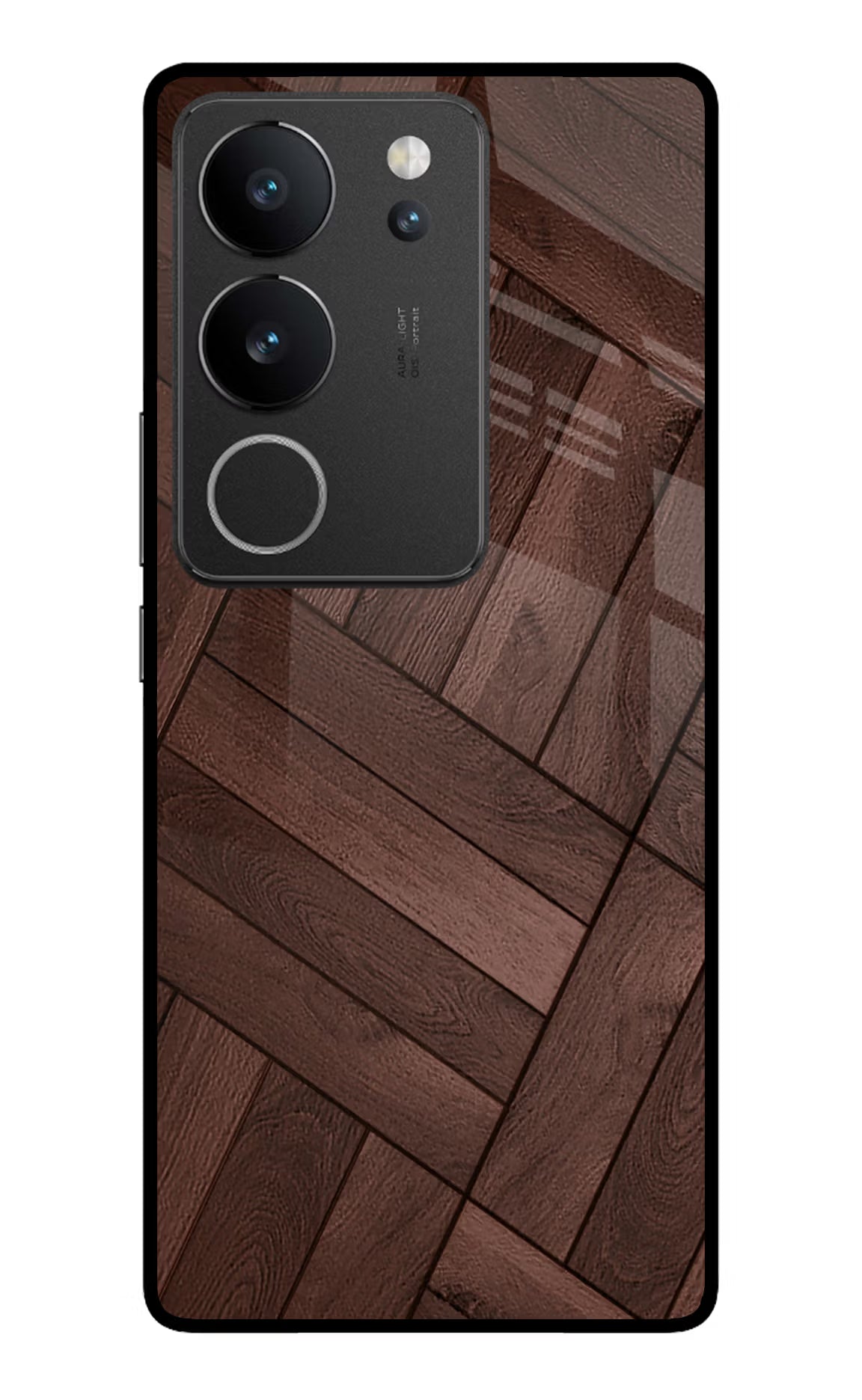 Wooden Texture Design Vivo V29/V29 Pro Glass Case Back Cover by Casekaro