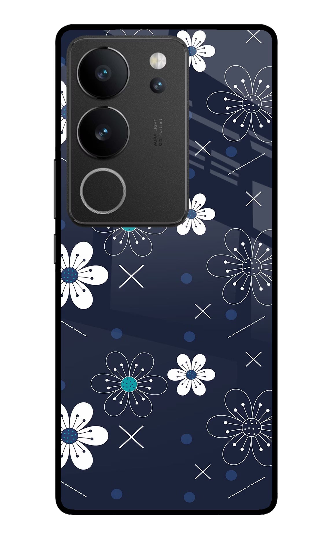 Flowers Vivo V29/V29 Pro Glass Case Back Cover by Casekaro