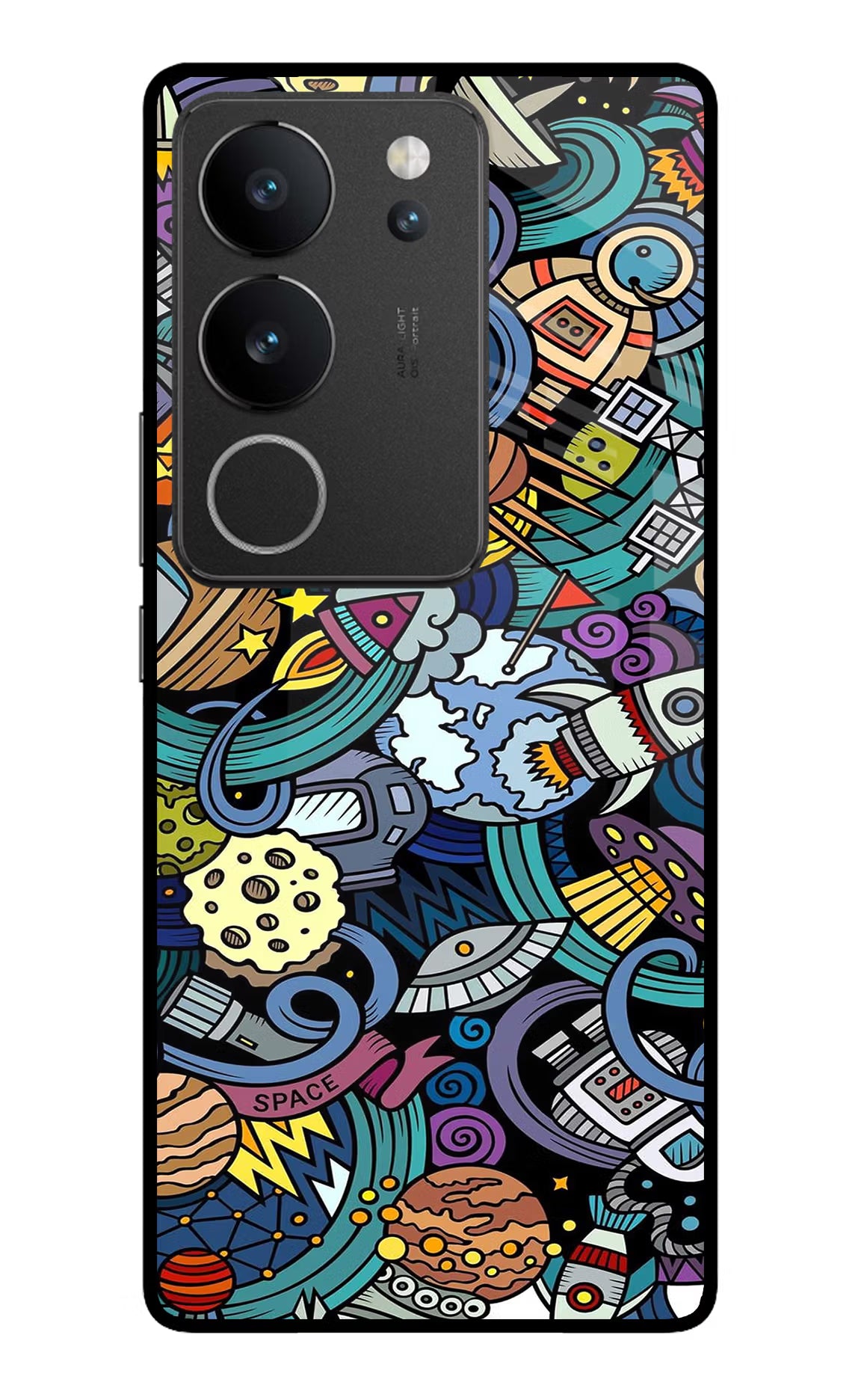 Space Abstract Vivo V29/V29 Pro Glass Case Back Cover by Casekaro