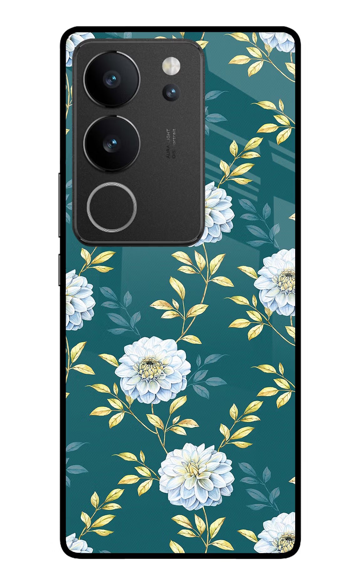 Flowers Vivo V29/V29 Pro Glass Case Back Cover by Casekaro