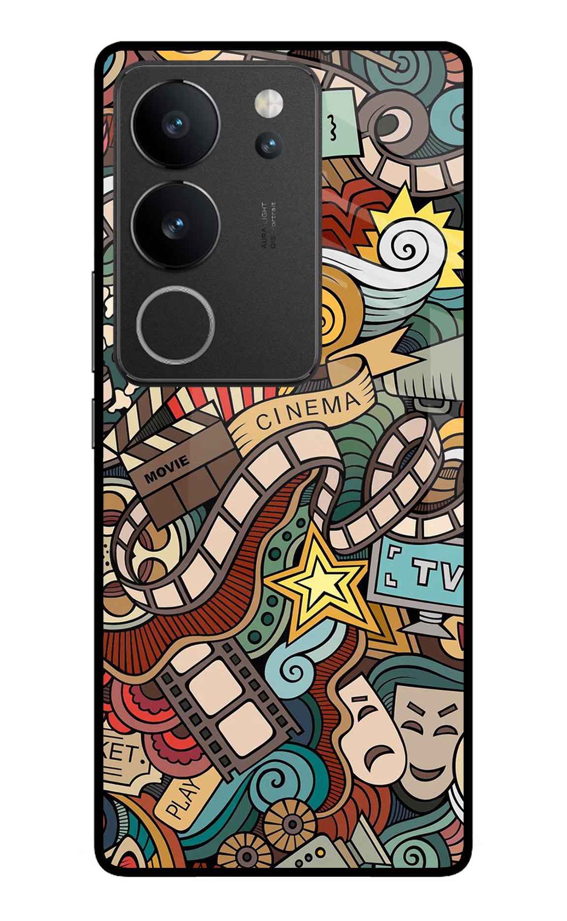 Cinema Abstract Vivo V29/V29 Pro Glass Case Back Cover by Casekaro