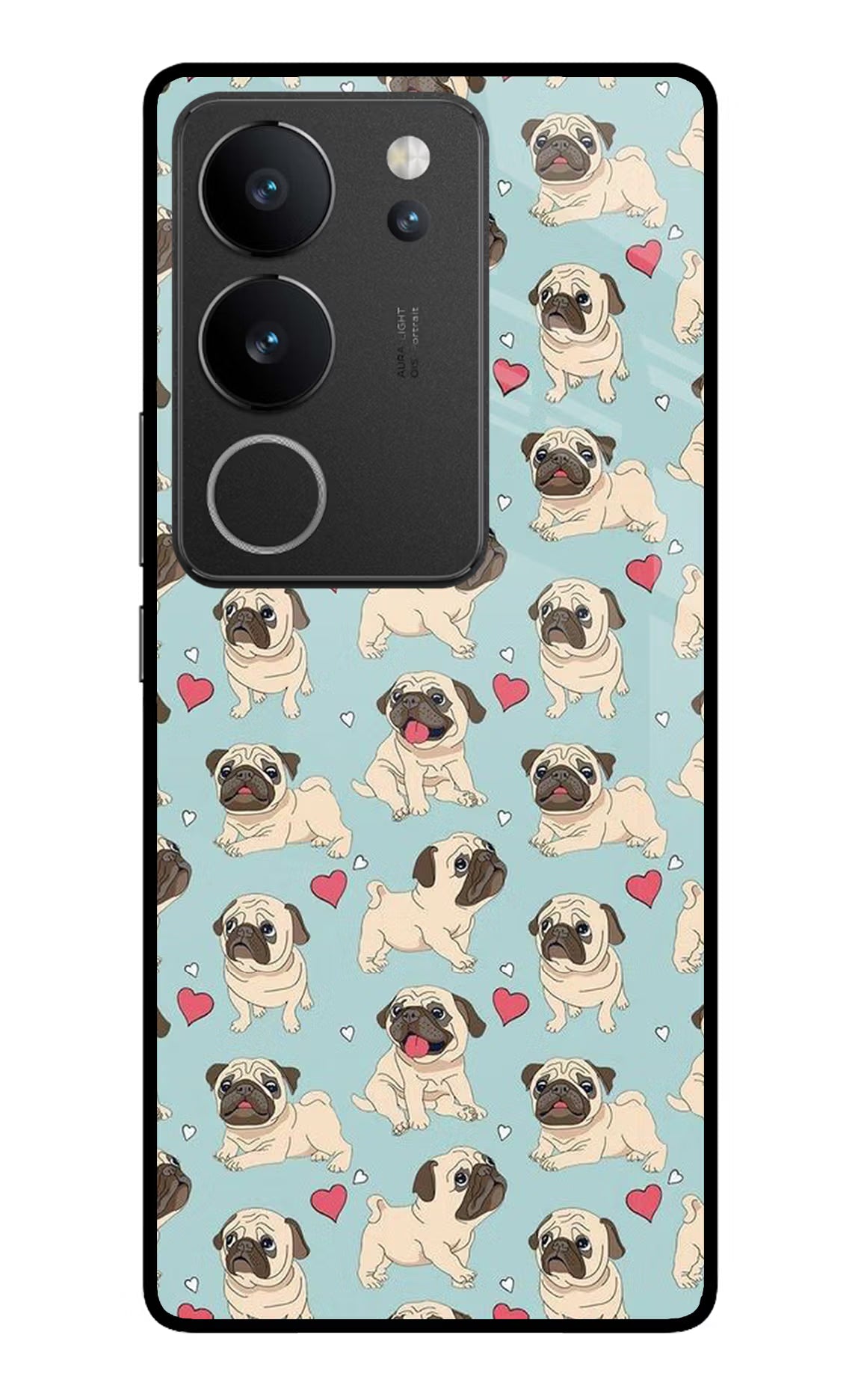 Pug Dog Vivo V29/V29 Pro Glass Case Back Cover by Casekaro