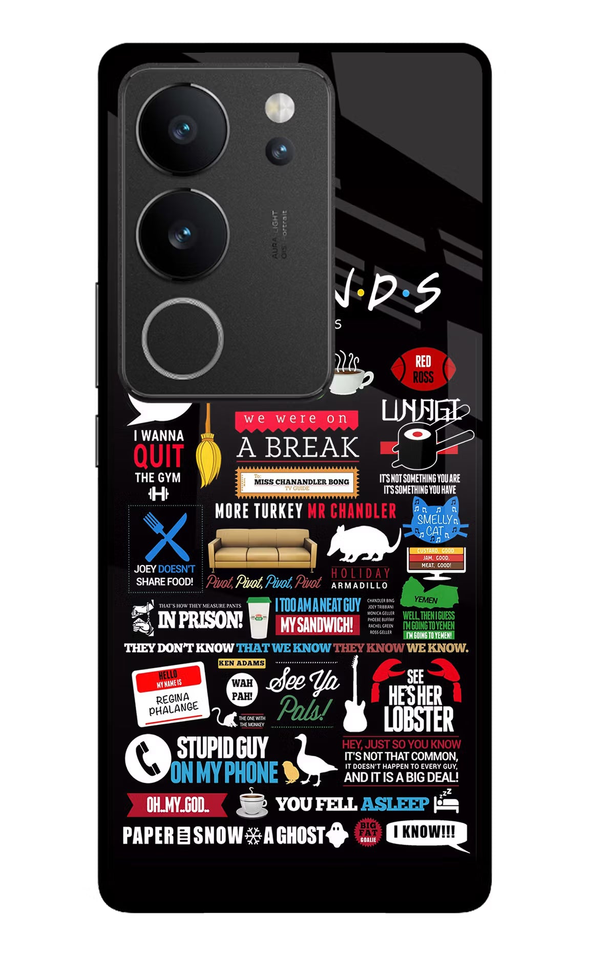 FRIENDS Vivo V29/V29 Pro Glass Case Back Cover by Casekaro