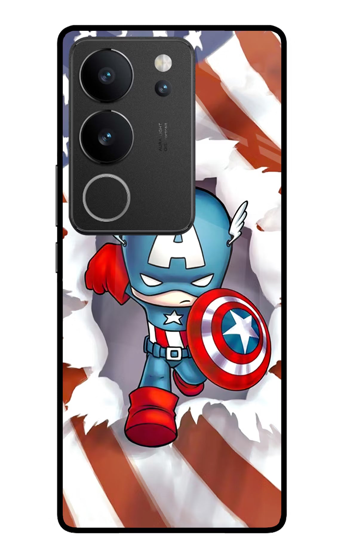 Captain America Vivo V29/V29 Pro Glass Case Back Cover by Casekaro