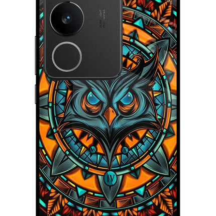 Angry Owl Art Vivo V29/V29 Pro Glass Case Back Cover by Casekaro