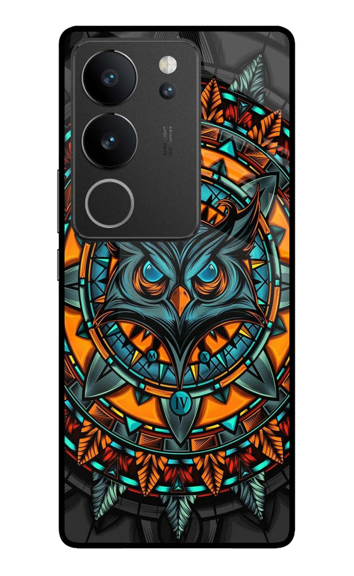 Angry Owl Art Vivo V29/V29 Pro Glass Case Back Cover by Casekaro