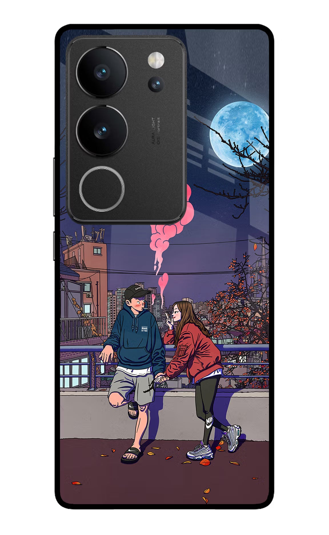 Chilling Couple Vivo V29/V29 Pro Glass Case Back Cover by Casekaro