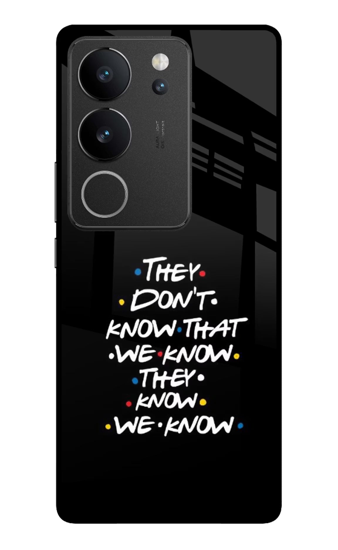 FRIENDS Dialogue Vivo V29/V29 Pro Glass Case Back Cover by Casekaro