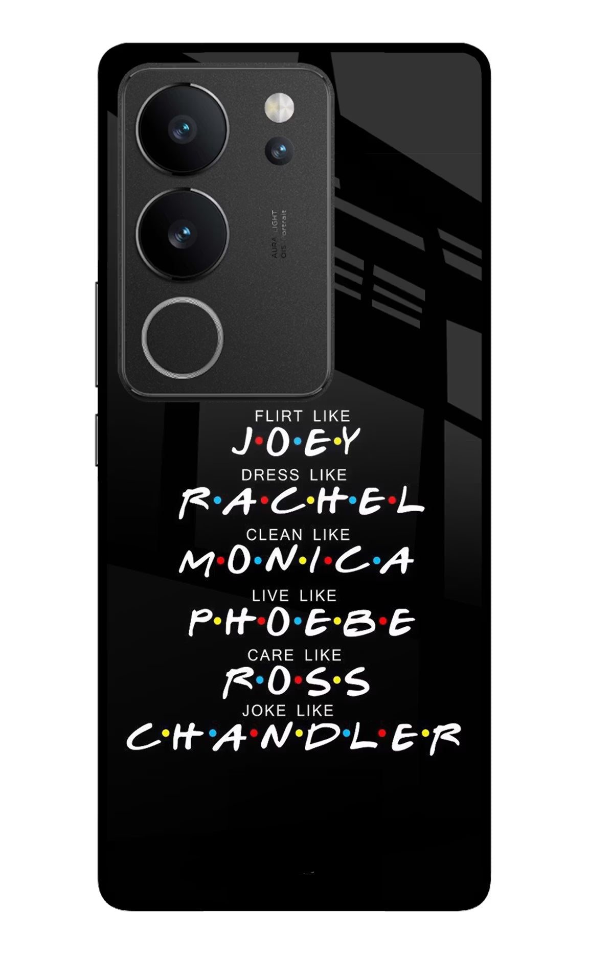 FRIENDS Character Vivo V29/V29 Pro Glass Case Back Cover by Casekaro