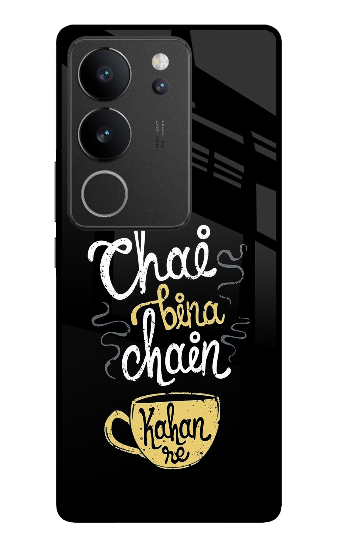 Chai Bina Chain Kaha Re Vivo V29/V29 Pro Glass Case Back Cover by Casekaro