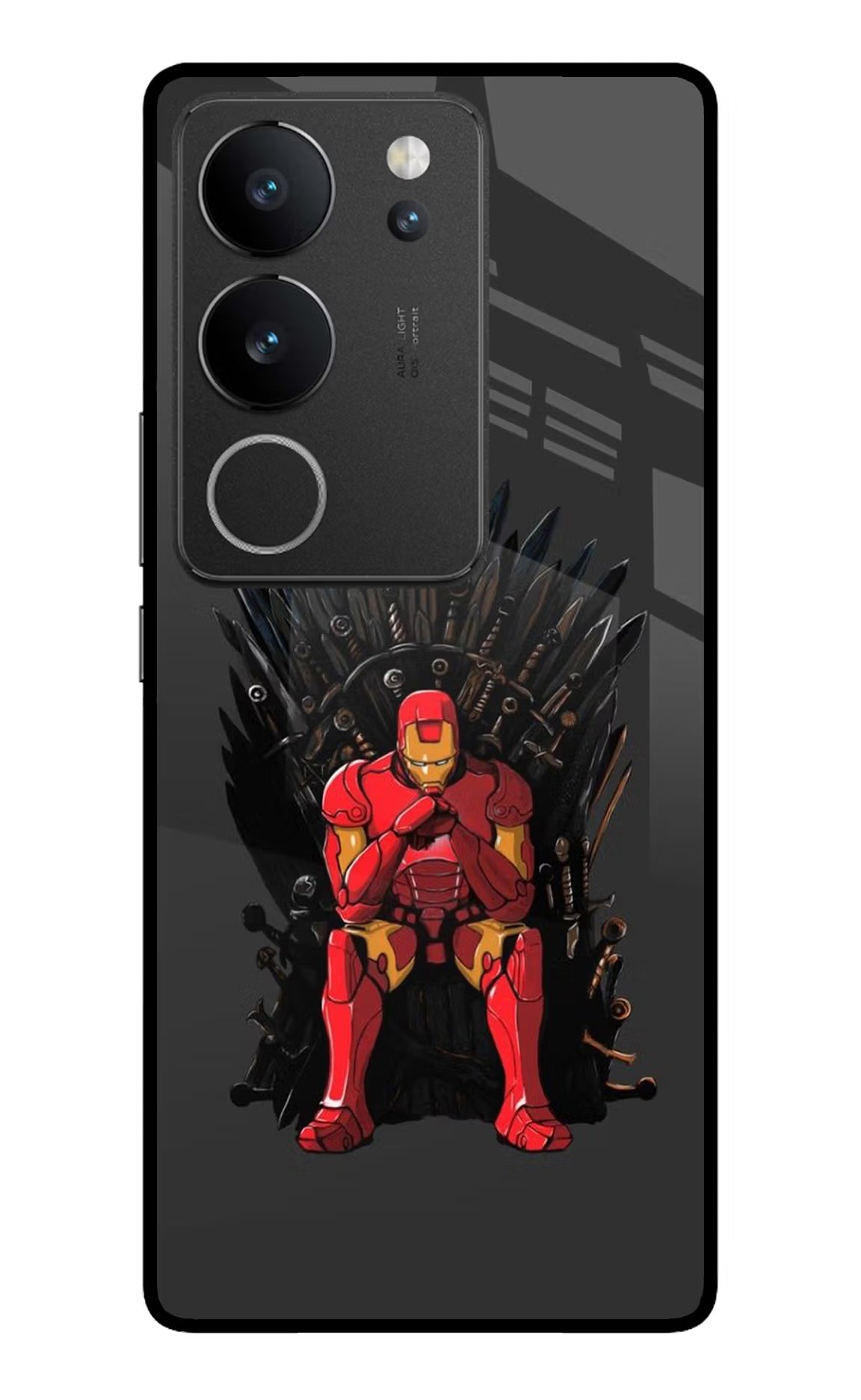 Ironman Throne Vivo V29/V29 Pro Glass Case Back Cover by Casekaro