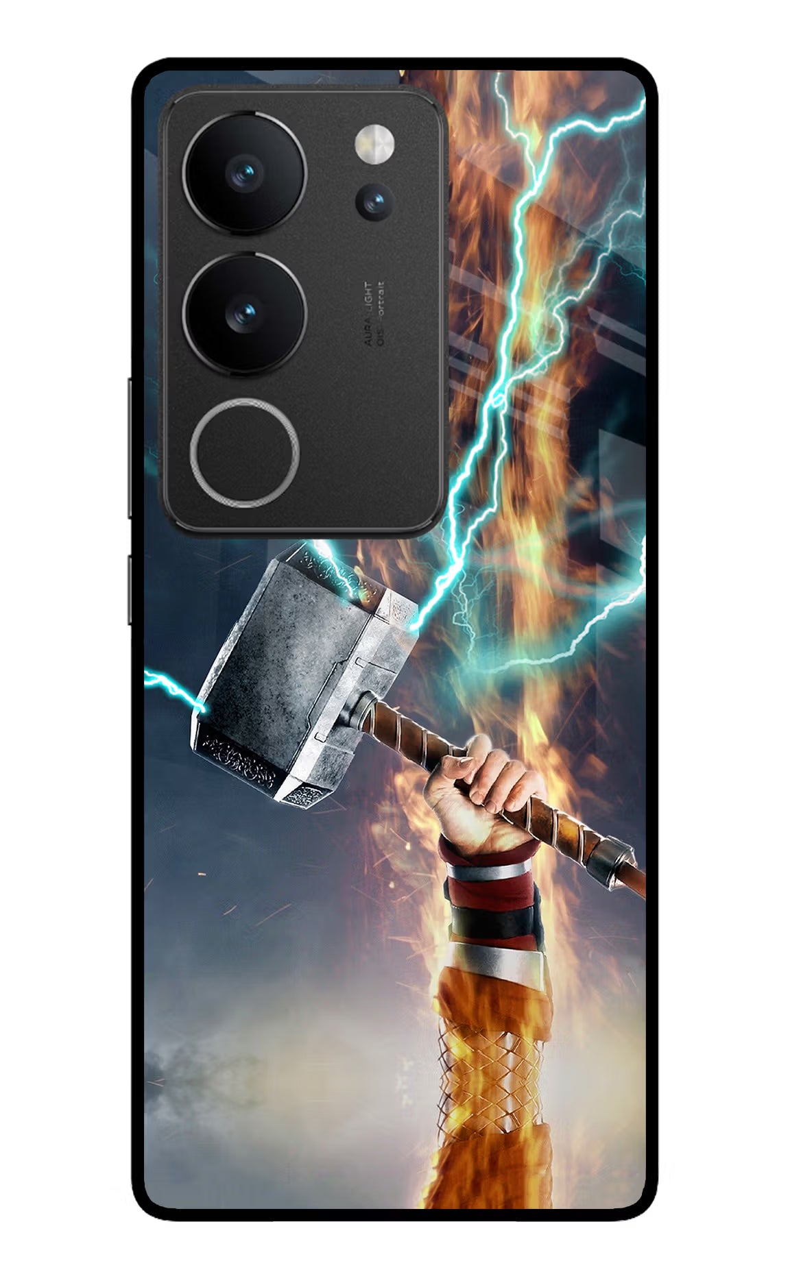 Thor Hammer Mjolnir Vivo V29/V29 Pro Glass Case Back Cover by Casekaro