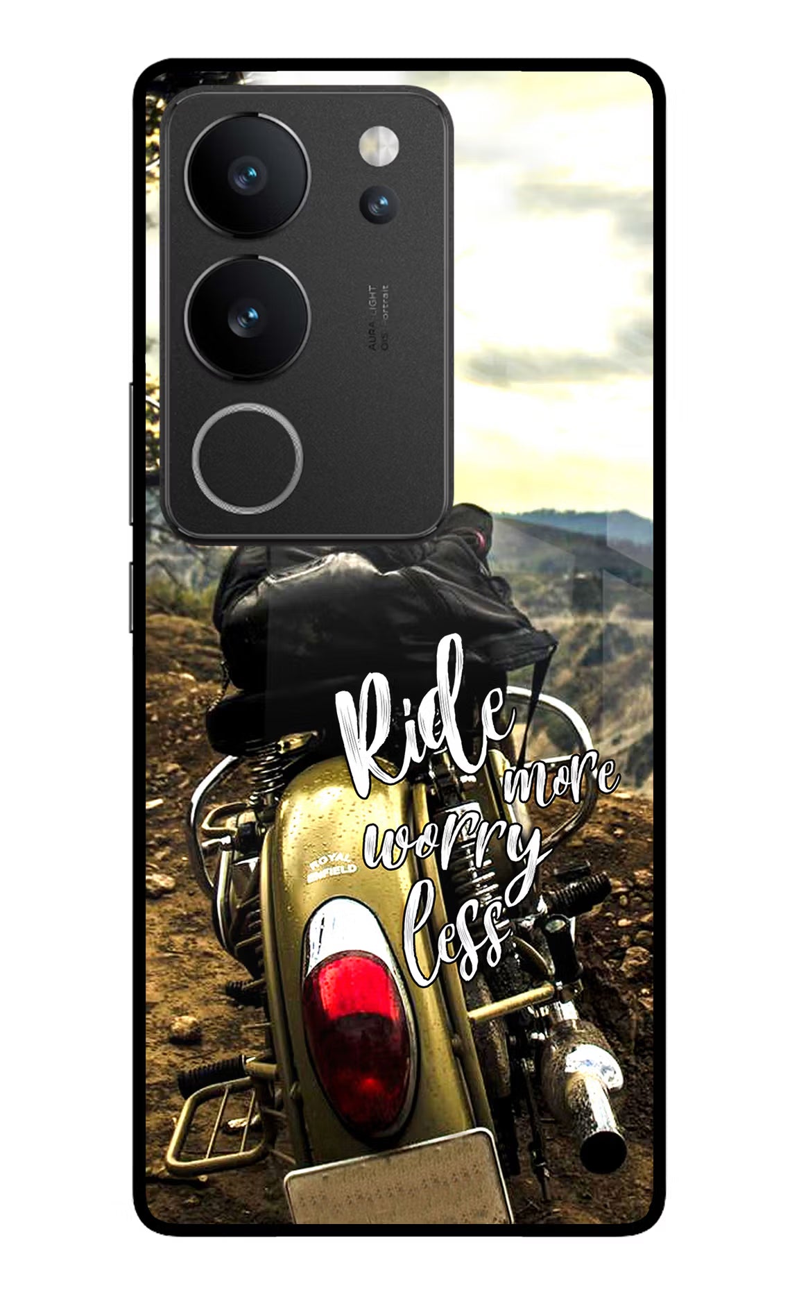 Ride More Worry Less Vivo V29/V29 Pro Glass Case Back Cover by Casekaro