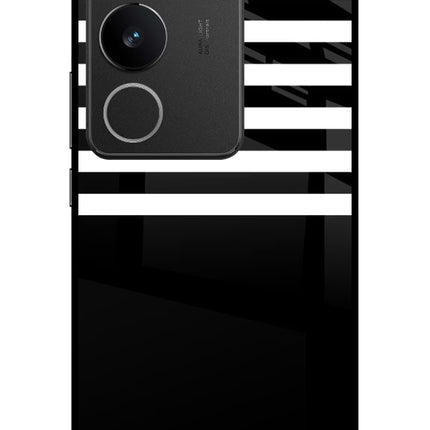 Black and White Print Vivo V29/V29 Pro Glass Case Back Cover by Casekaro