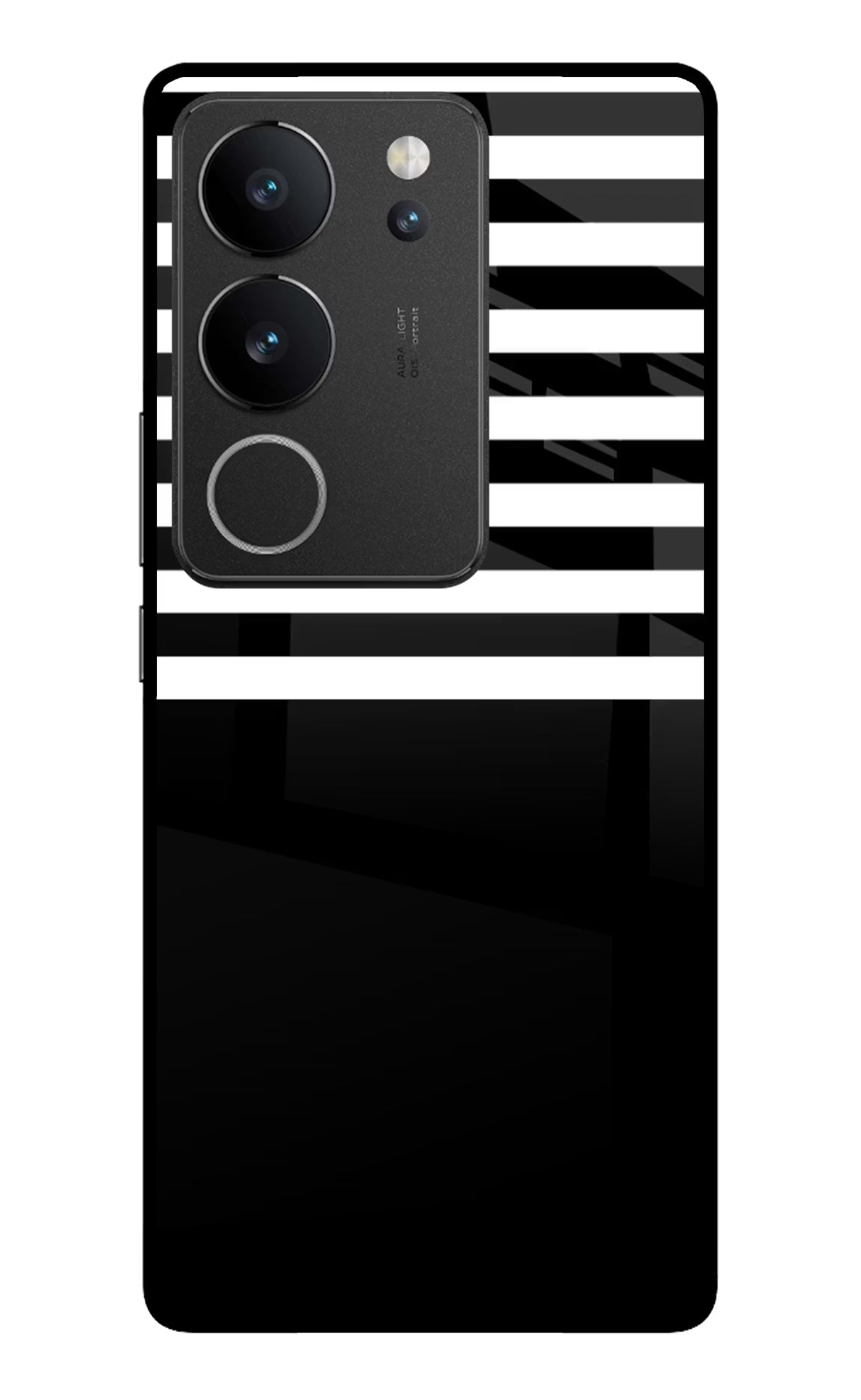Black and White Print Vivo V29/V29 Pro Glass Case Back Cover by Casekaro
